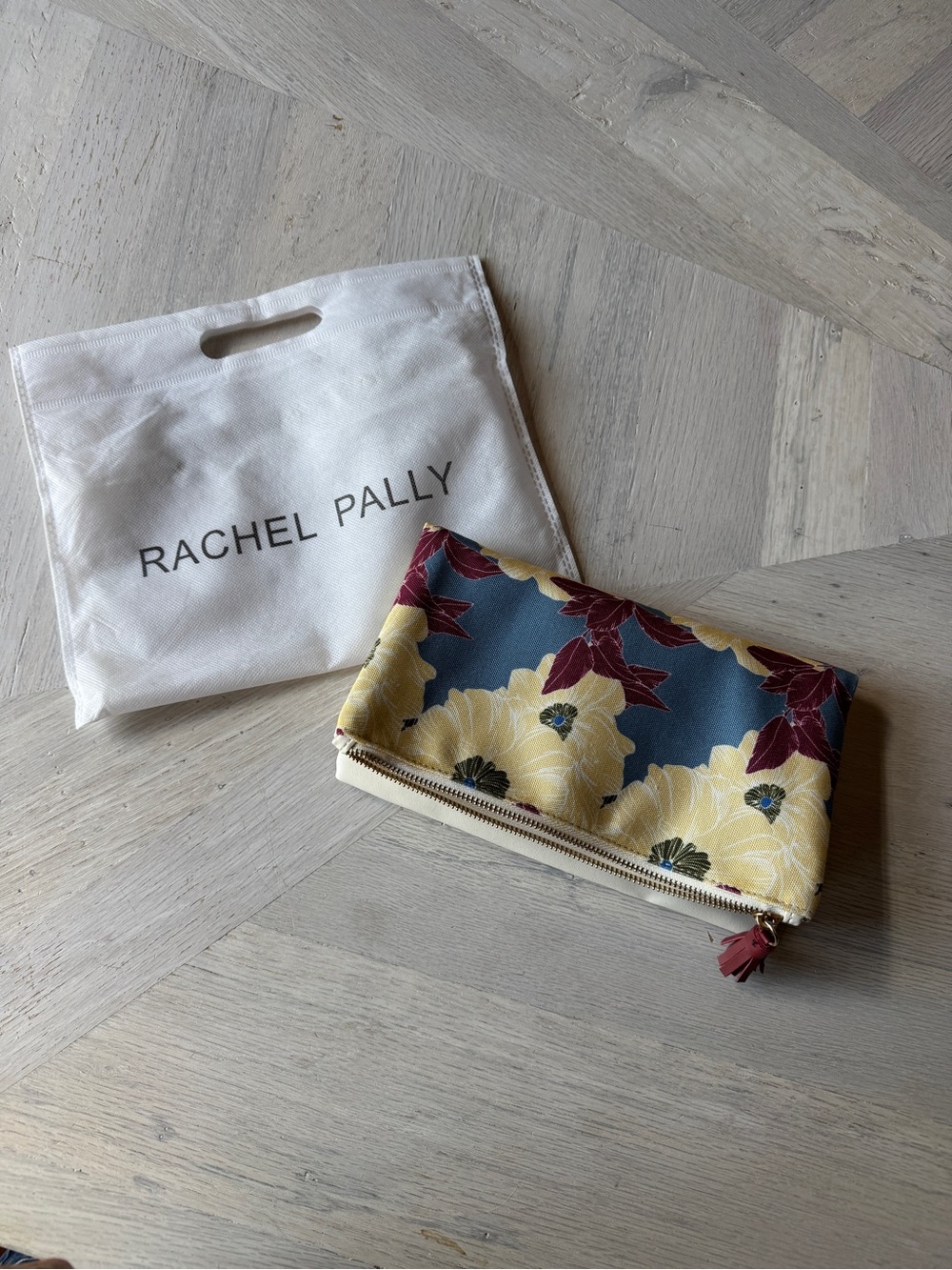 Rachel Pally Floral Fold-Over Clutch in Blue, Yellow & Burgundy NWOT